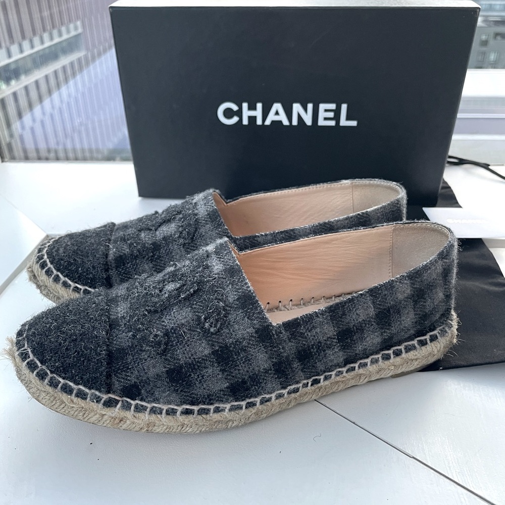 Chanel espadrilles plaid flannel EU 37 US 7